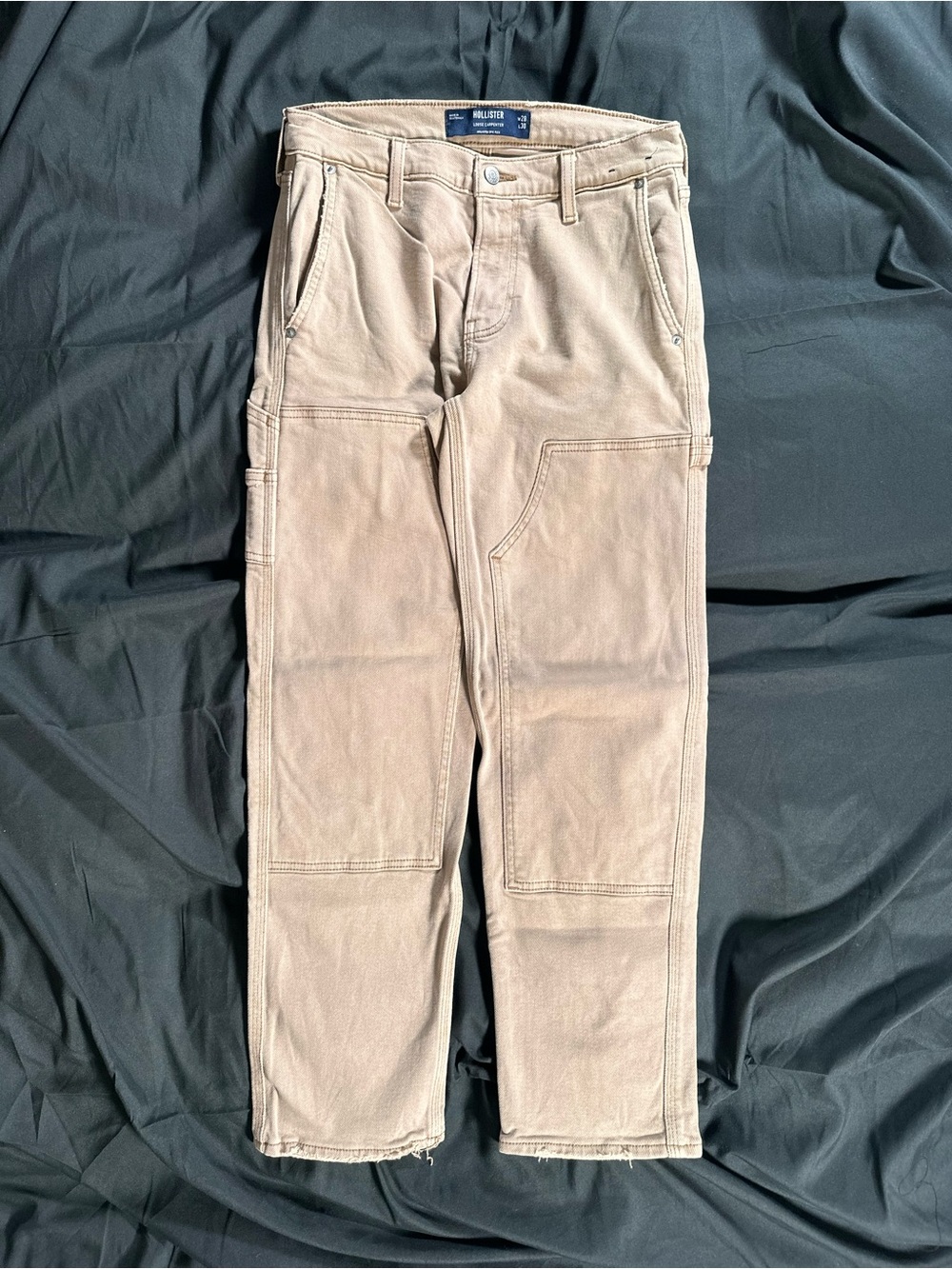 Hollister Loose Carpenter 28x30 Tan Double Knee Workwear Fits 29x27 Pants Retro
